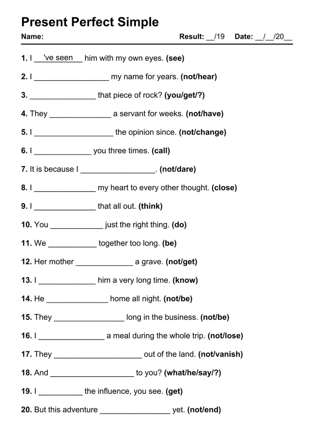 101 Present Perfect PDF Worksheets With Answers Grammarism 101 Present Perfect PDF Worksheets With Answers Grammarism