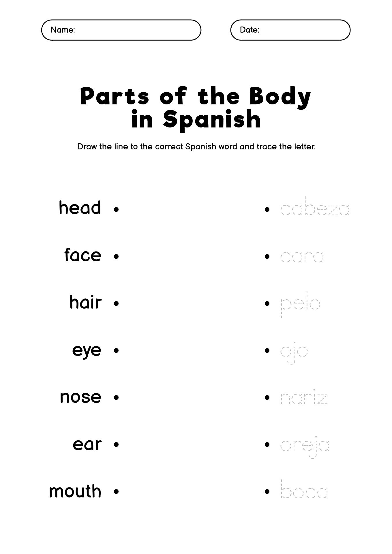 15 First Grade Spanish Worksheets Free PDF At Worksheeto