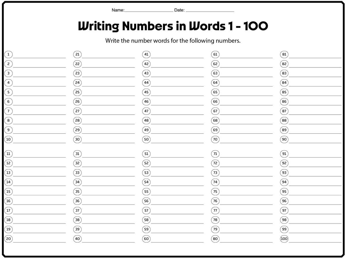 15 Spelling Number Words 1 100 Worksheets Free PDF At Worksheeto 15 Spelling Number Words 1 100 Worksheets Free PDF At Worksheeto
