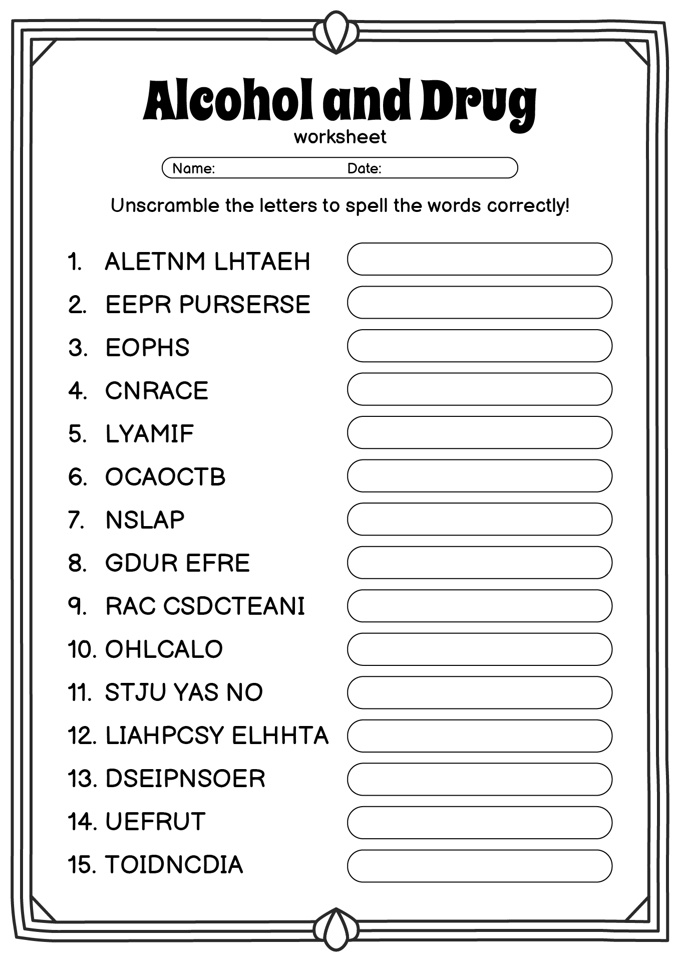 17 Free Printable Drug Worksheets Free PDF At Worksheeto 17 Free Printable Drug Worksheets Free PDF At Worksheeto