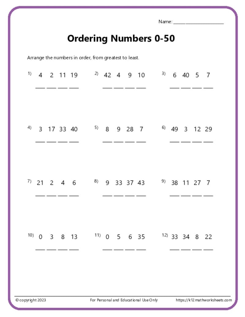 1st Grade Comparing And Ordering Worksheets 1st Grade Comparing And Ordering Worksheets