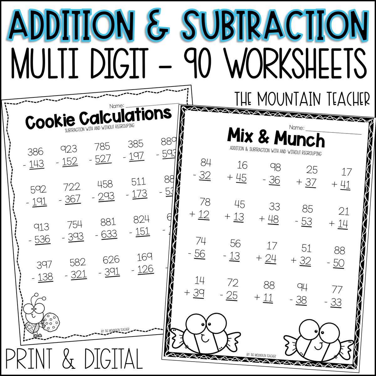 2 And 3 Digit Addition And Subtraction Worksheets BUNDLE Made By Teachers 2 And 3 Digit Addition And Subtraction Worksheets BUNDLE Made By Teachers