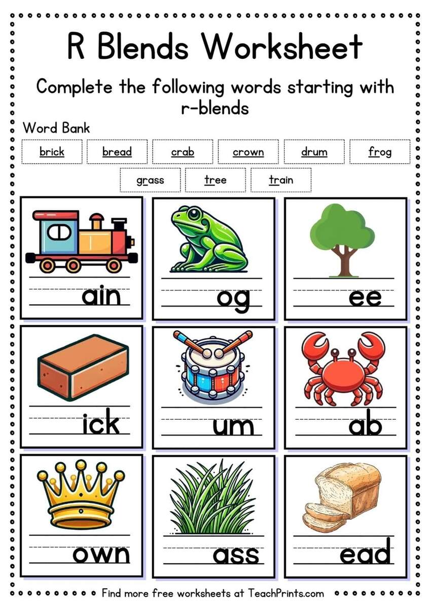 22 Free Blends Worksheets Teach Prints Free R Blend Worksheets Teach Prints
