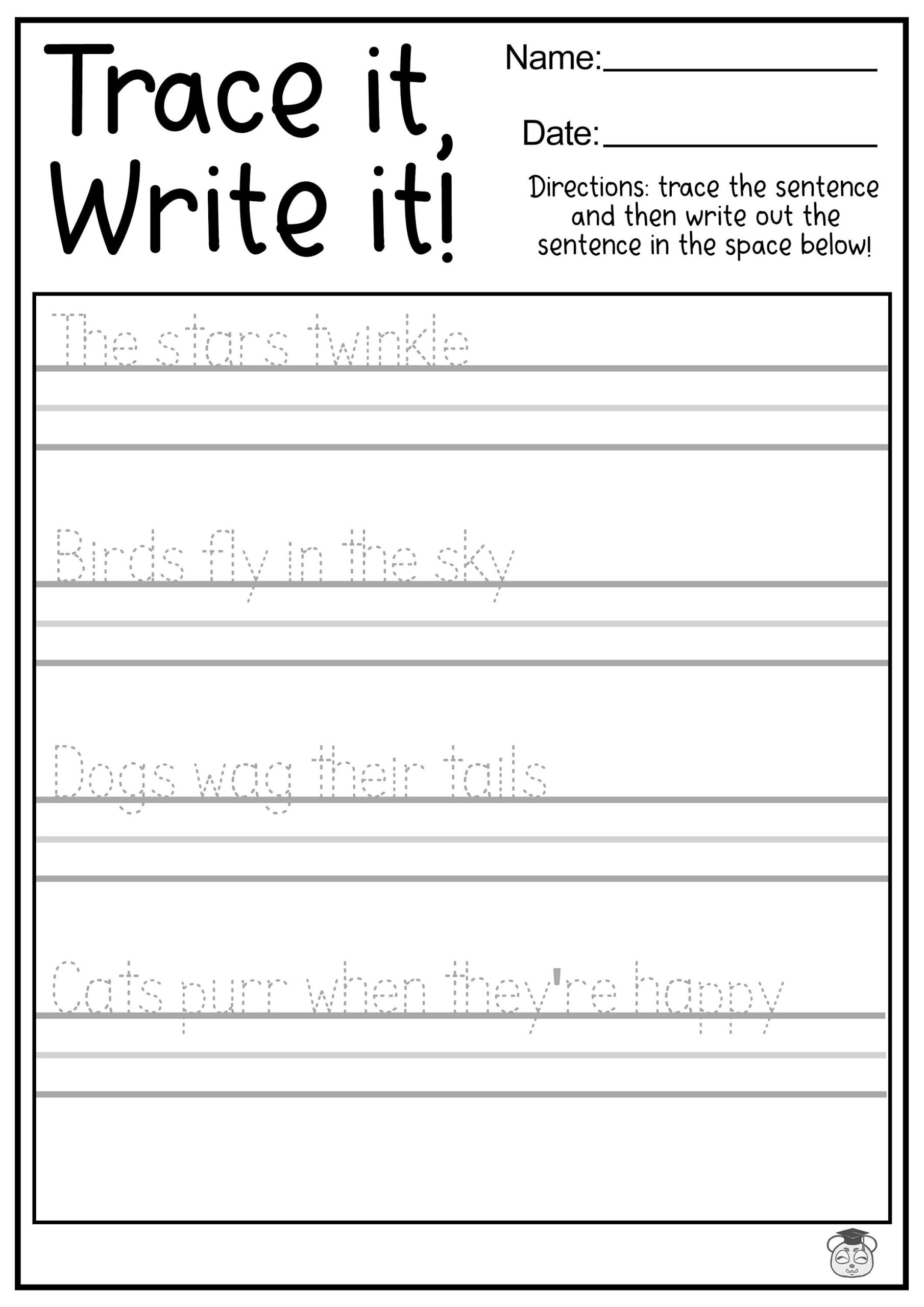 23 Printable Tracing And Writing English Worksheets Trace And Write The Sentences Practice Worksheets Ages 3 7 KG1 To Grade 2 Etsy 10 Printable Write The Sentence Worksheets 1st 3rd Grade ELA Worksheets Etsy Sweden