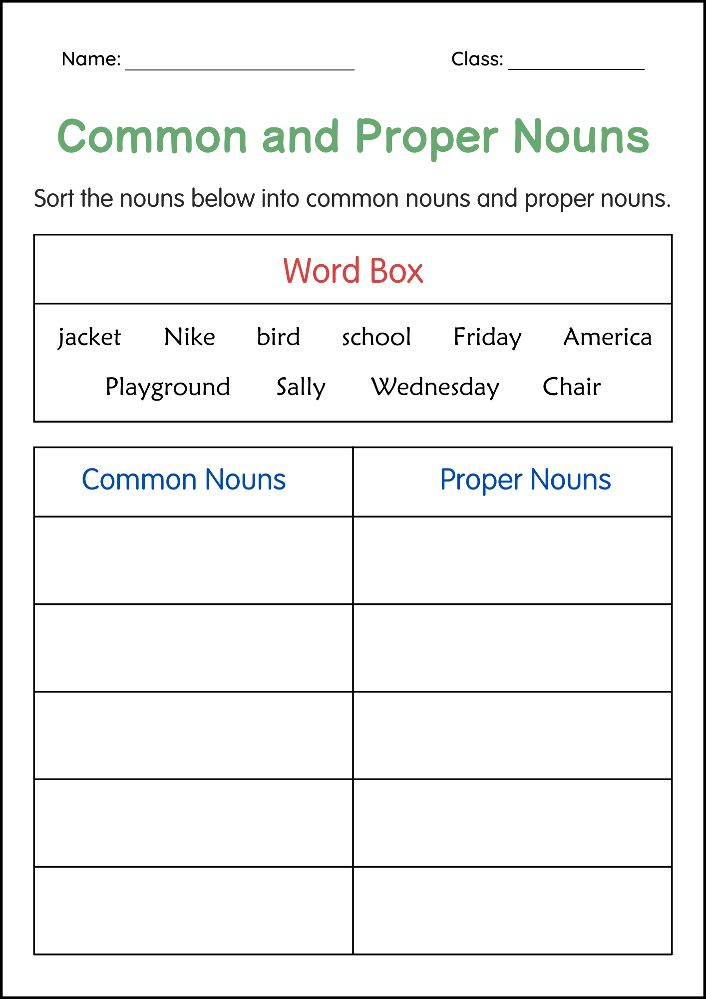 2nd Grade Common And Proper Nouns Grammar Activities Worksheets Made By Teachers Nouns Common Nouns And Proper Nouns Worksheets For Grade 1 2 3 Made By Teachers