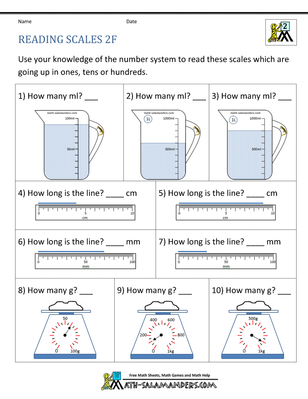 2nd Grade Measurement Worksheets