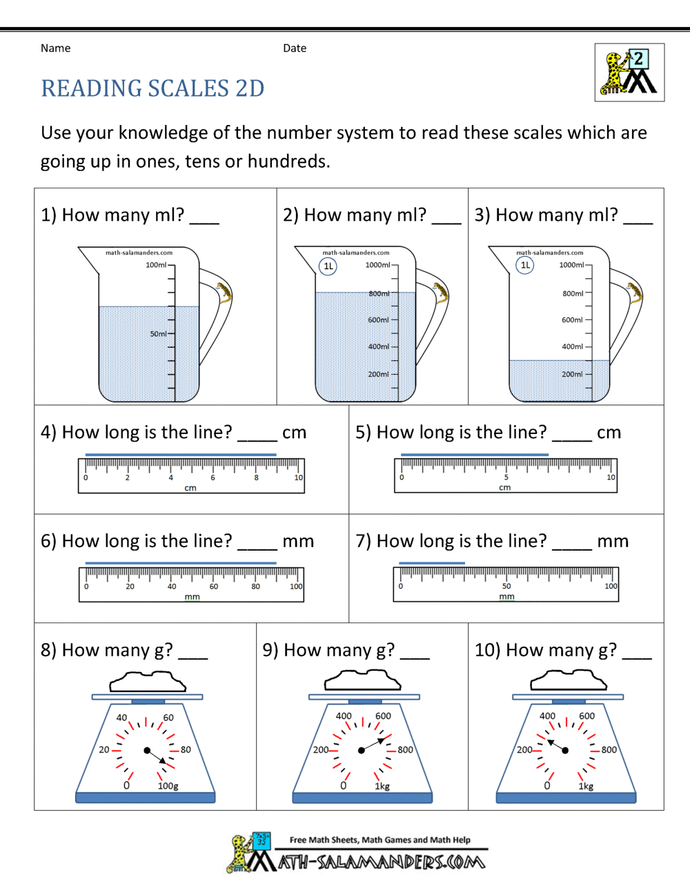 Kindergarten Measurement Worksheet 2 Free