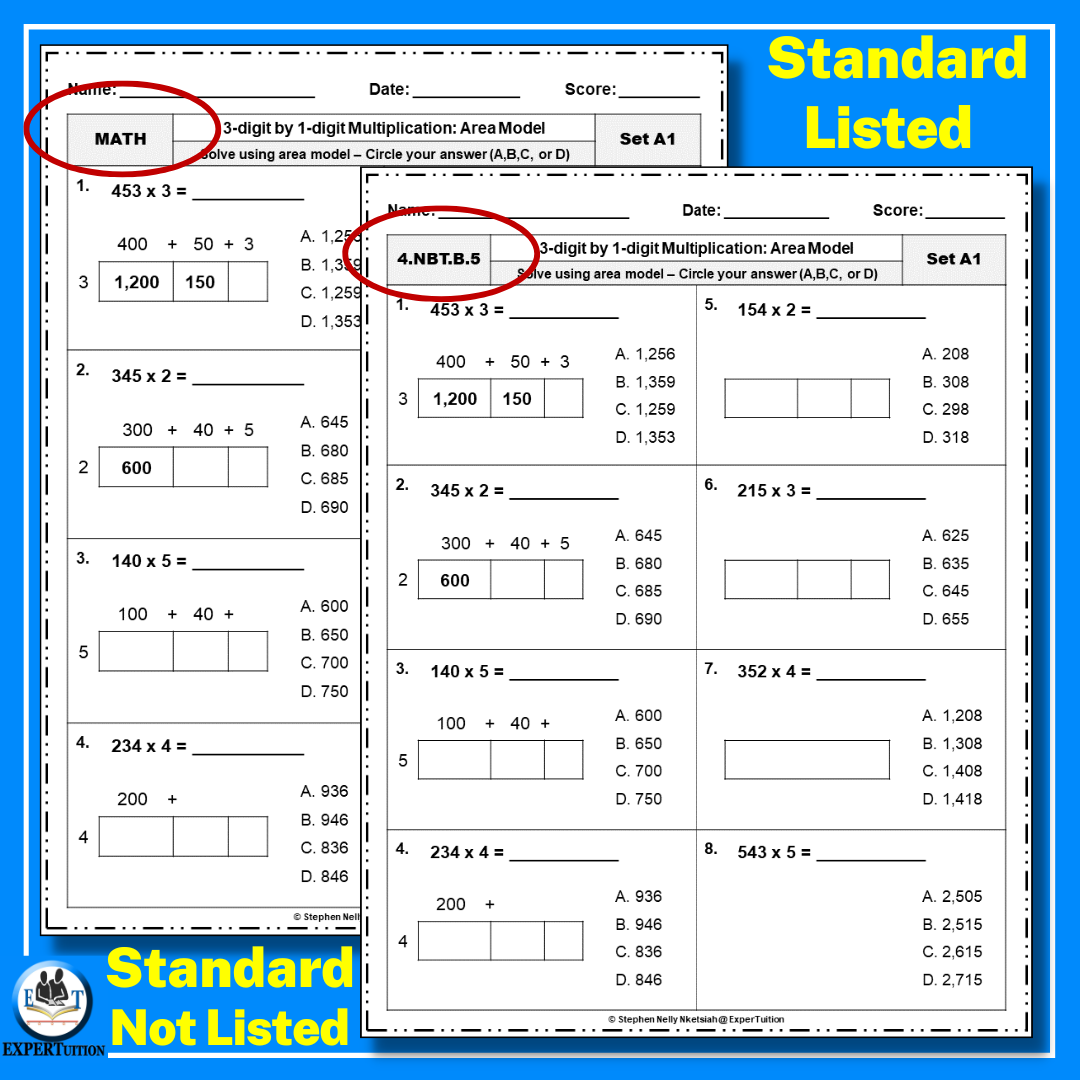 3 Digit By 2 Digit Area Model Multiplication Worksheets Made By Teachers