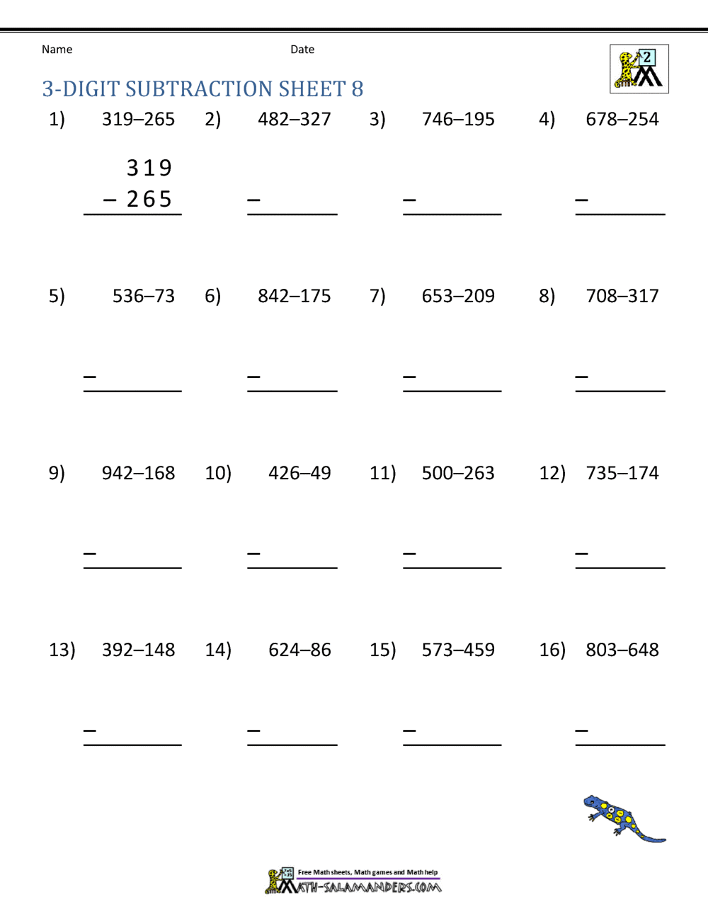 3 Digit Subtraction Worksheets 3 Digit Subtraction Worksheets Superstar Worksheets