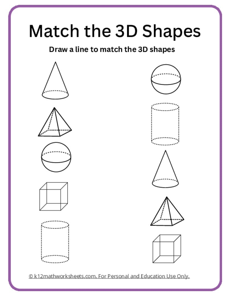 3D Shapes Worksheets K12 Math Worksheets 3D Shapes Worksheets K12 Math Worksheets