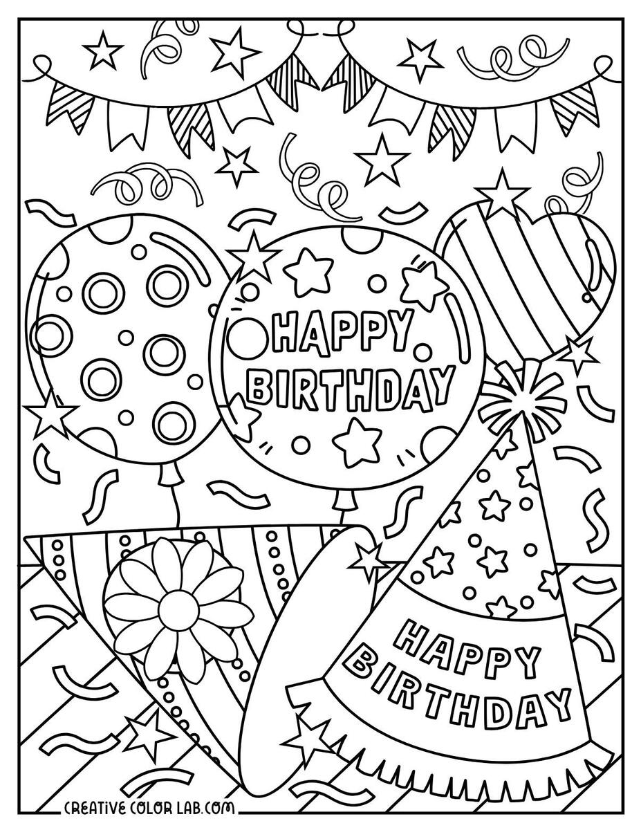 46 Happy Birthday Coloring Pages Free PDF Printables Happy Birthday Coloring Page Super Simple