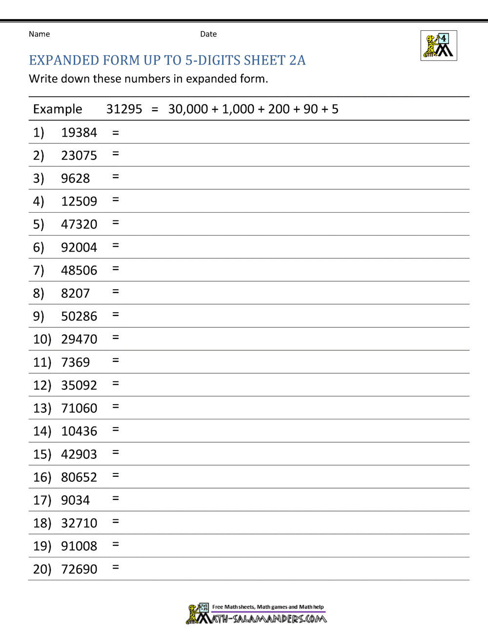 4th Grade Place Value Worksheets 4th Grade Place Value Worksheets