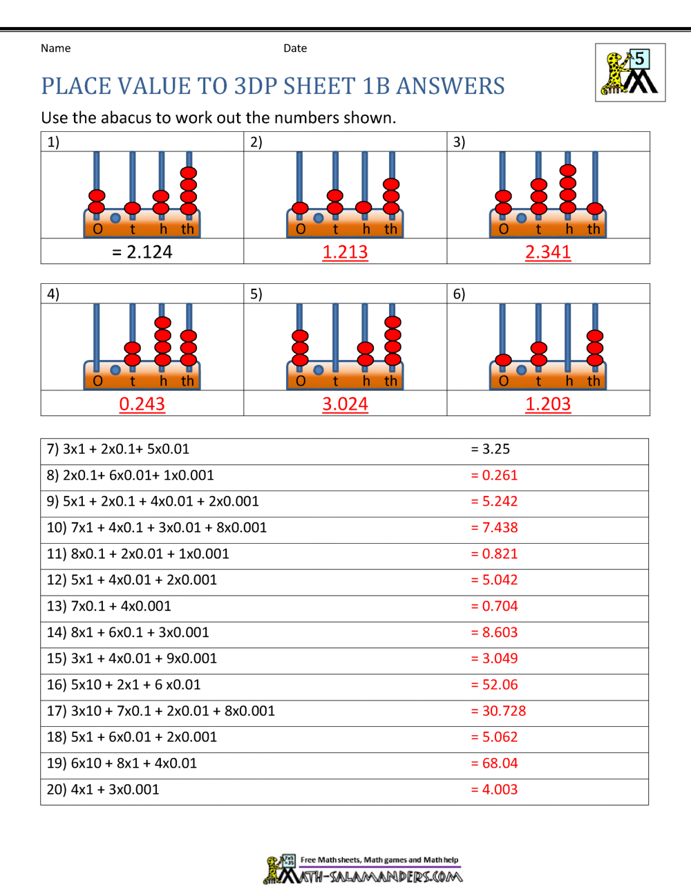 5th Grade Place Value Worksheets 5th Grade Place Value Worksheets