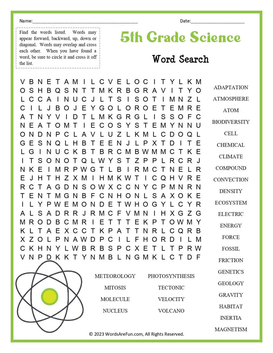 5th Grade Science Word Search Storyboard That Free Simple Machines Worksheets