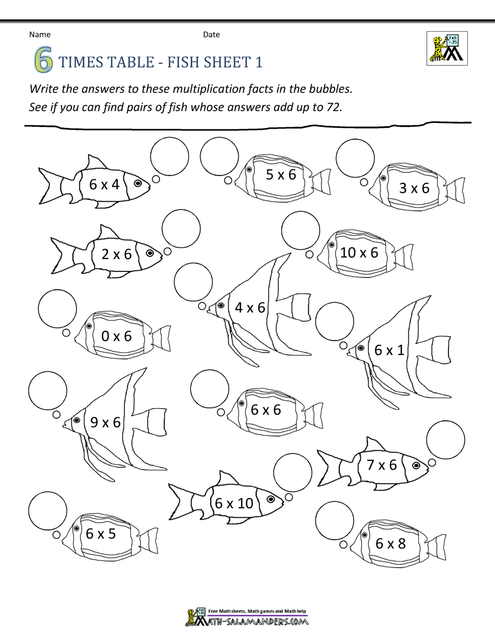 6 Times Tables Worksheets 6 Times Tables Worksheets