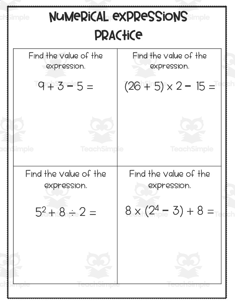 6th Grade Algebraic Expressions Student Guided Notes By Teach Simple Writing Expressions Printable 5th 6th Grade TeacherVision