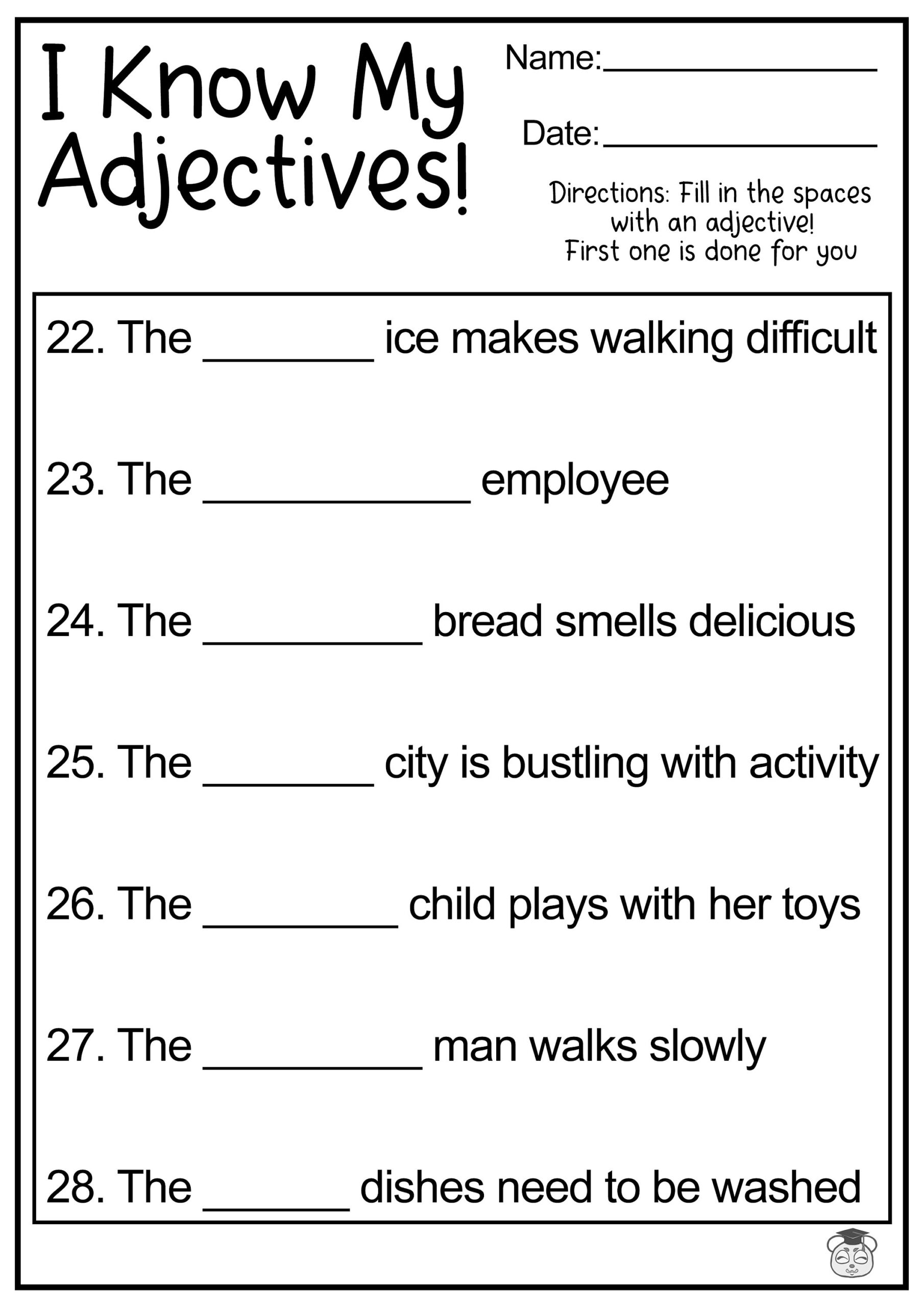 8 Printable Fill In The Adjective English Worksheets Fill In The Blank Using Adjectives Ages 4 7 KG1 To Grade 2 Etsy I Have A Pet Worksheet Fill In The Blanks Super Simple
