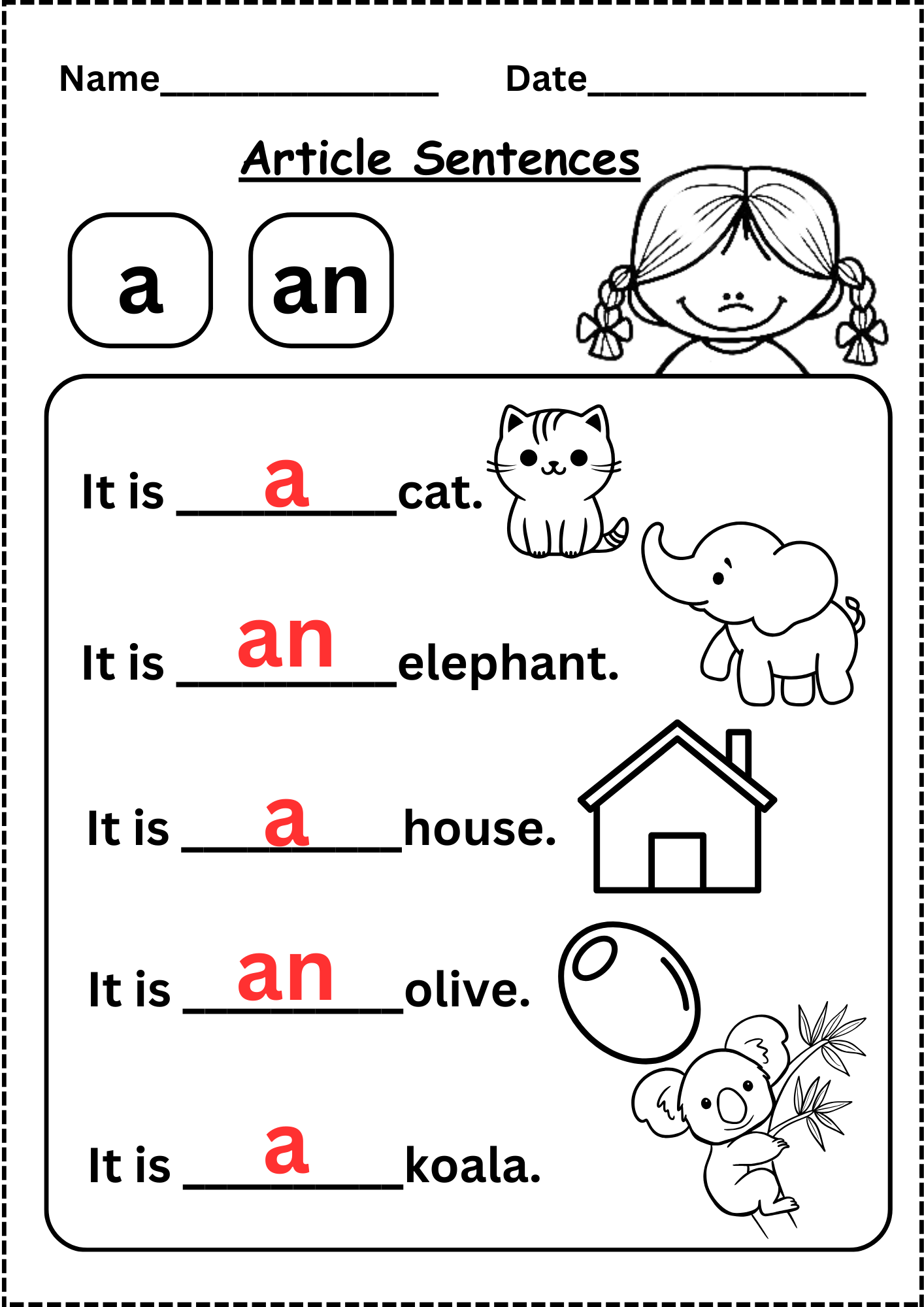A Or An Free Worksheet For Kindergarten Free Printable Plural Nouns Worksheet