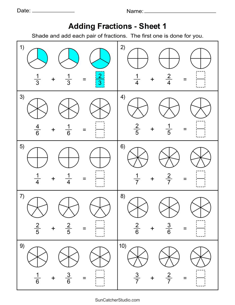 Adding Fractions Worksheets Same And Unlike Denominators Free Printables Lettering SVG Files Tools Apps Worksheets For Fraction Addition
