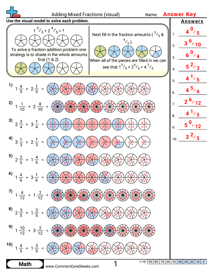 Adding Mixed Fractions Visual Worksheet Download Adding Mixed Fractions Visual Worksheet Download