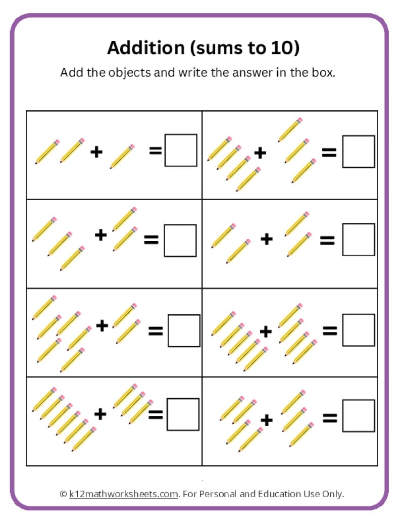 Kindergarten Subtraction Worksheets