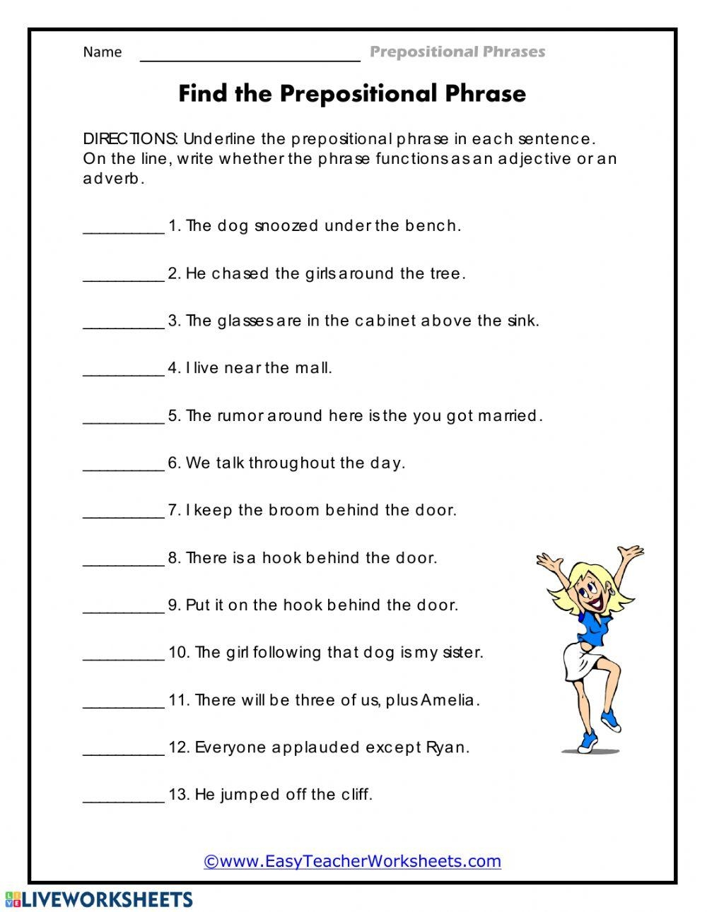 Adverb Or Adjective Prepositional Phrases Online Exercise For Worksheets Library Adverb Or Adjective Prepositional Phrases Online Exercise For Worksheets Library