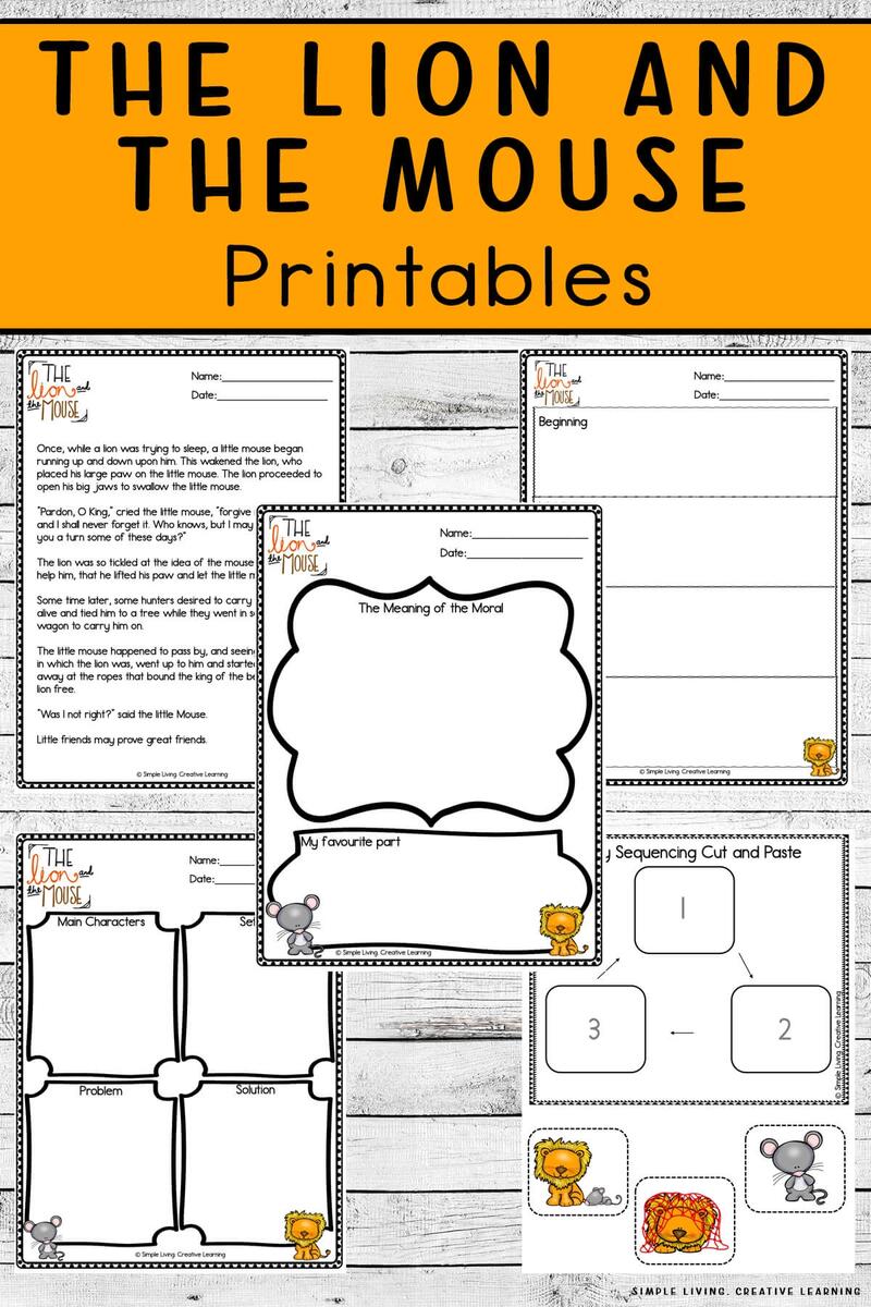 Aesop s Fables Printables The Lion And The Mouse Simple Living Creative Learning
