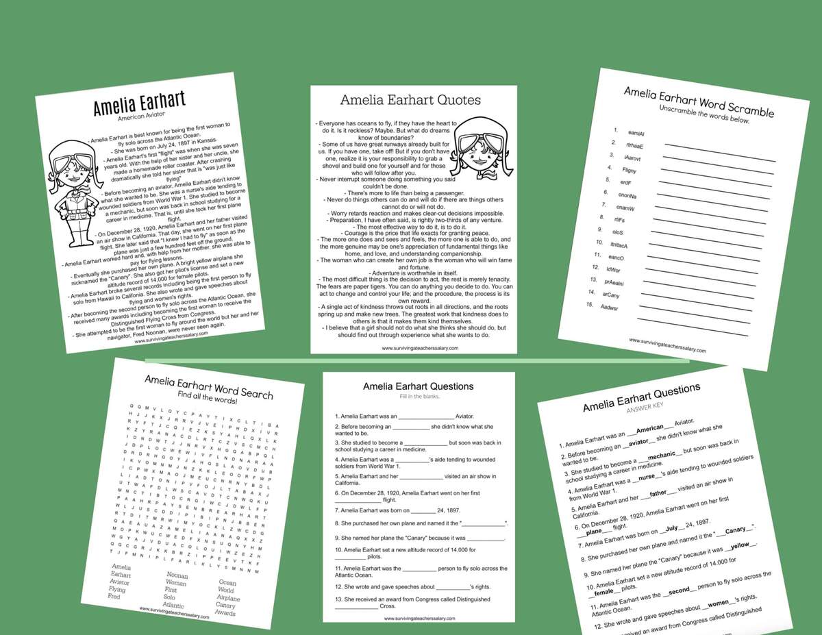 All About Amelia Earhart Worksheets Activities For Kids All About Amelia Earhart Worksheets Activities For Kids