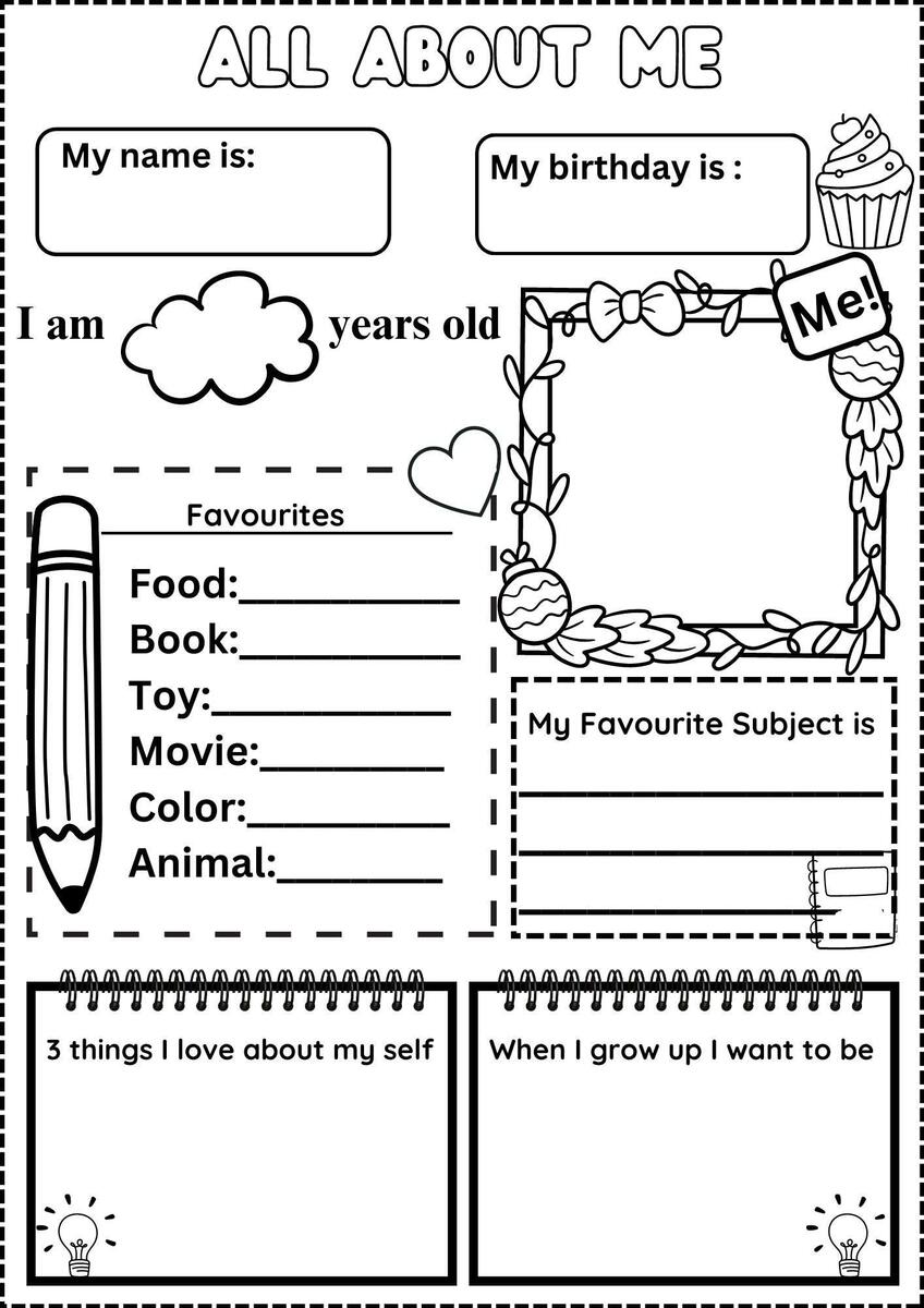 All About Me Worksheet Free All About Me Printable Preschool Worksheet Free PDF MindyMakes