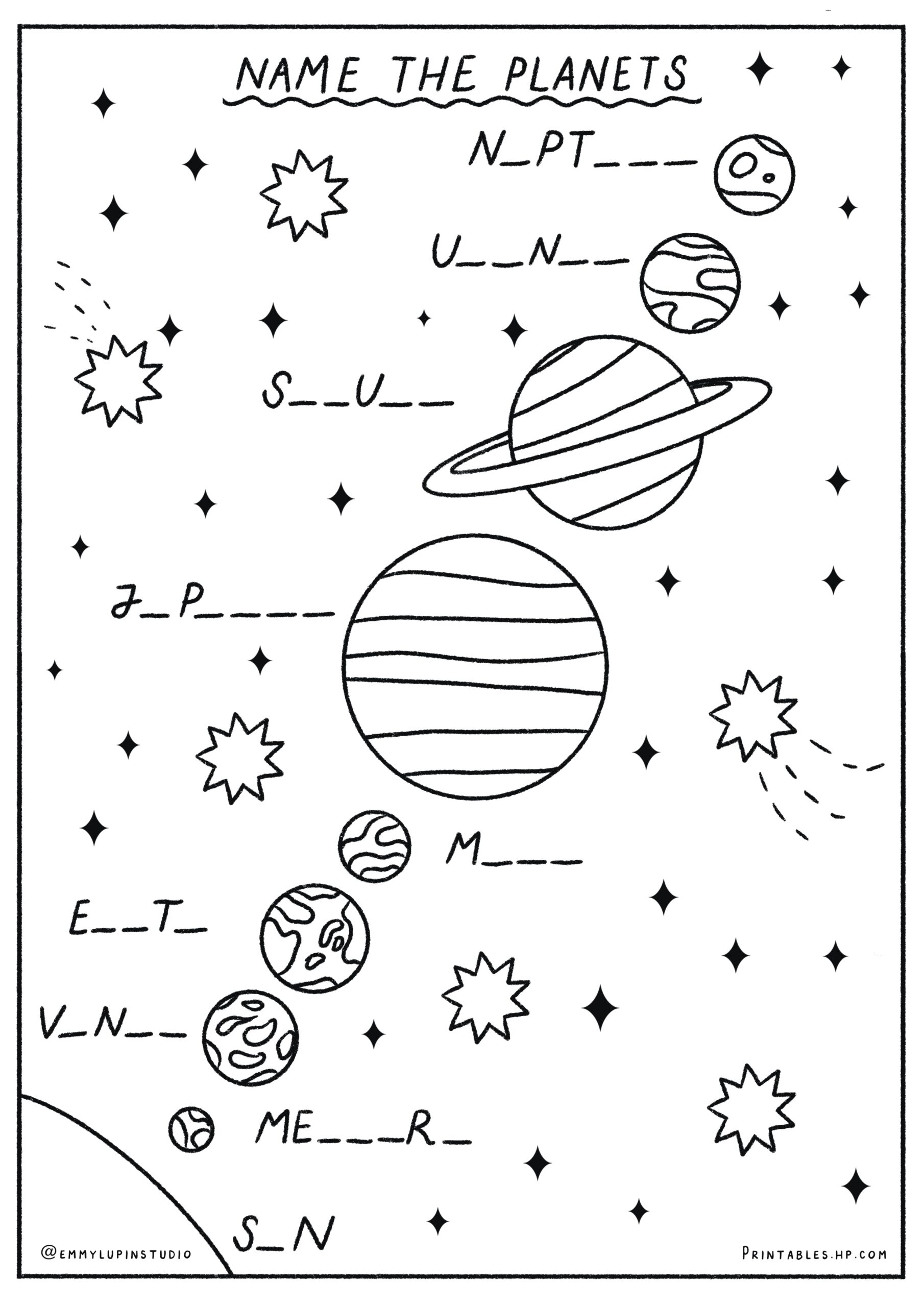Back To School Name The Planets Printables Free Coloring Pages Learning Worksheets HP Official Site Label The Planets Of The Solar System Anchor Chart Poster Included