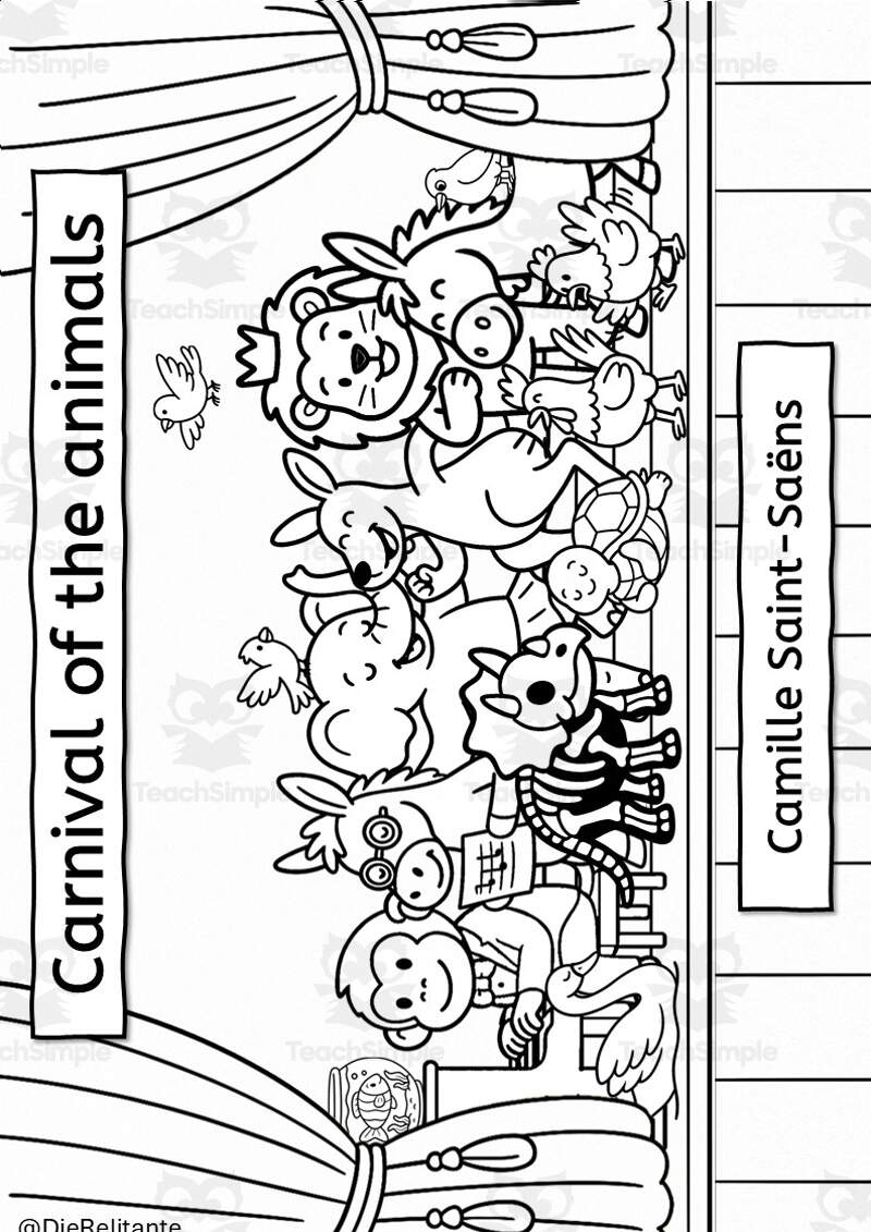 Carnival Of The Animals Coloring Pages With And Without QR Codes By Teach Simple Carnival Of The Animals Coloring Pages With And Without QR Codes By Teach Simple