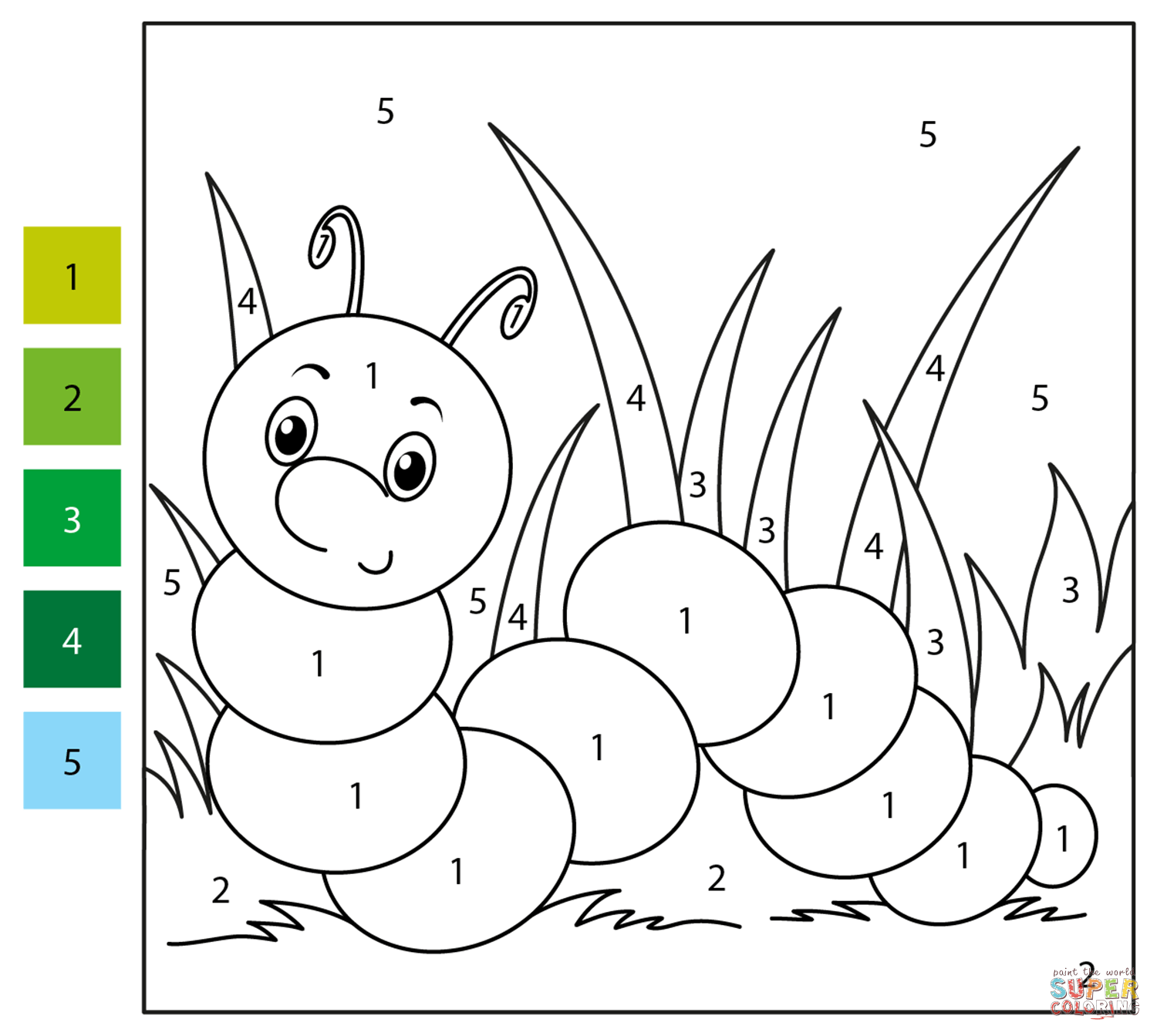 Caterpillar Color By Number Coloring Page Free Printable