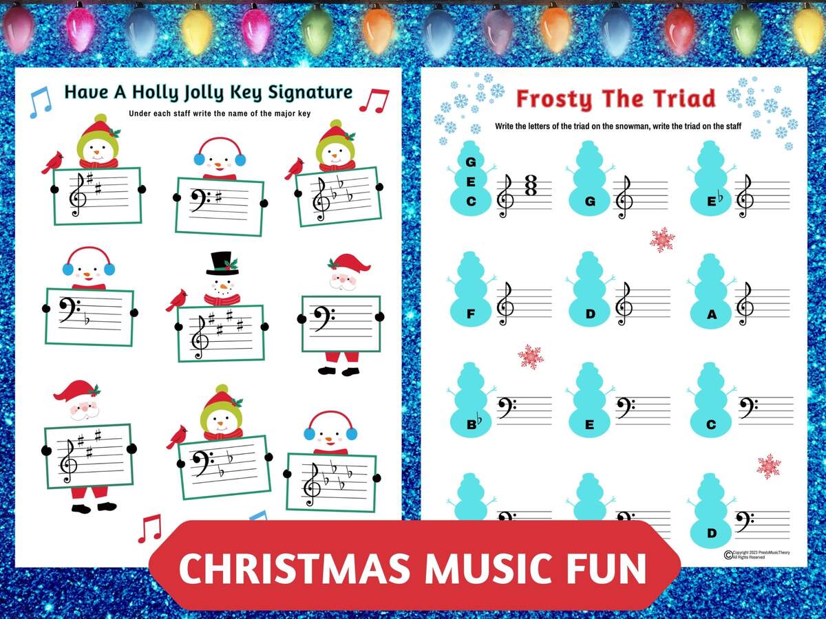 Christmas Piano Fun Frosty The Triad Holly Jolly Key Signatures Christmas Piano Worksheets Piano Lesson Christmas Worksheets Etsy