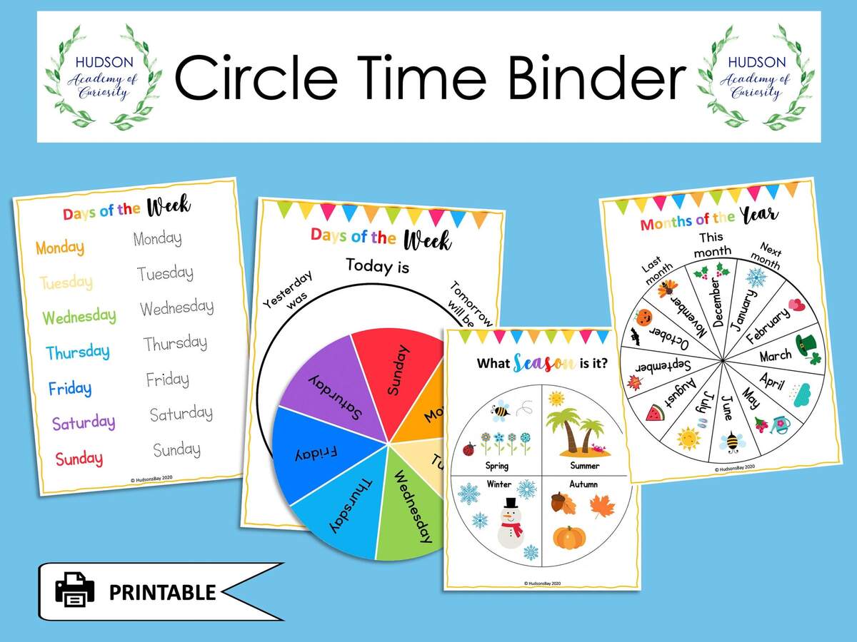 Circle Time Learning Binder Preschool Kindergarten Worksheets PDF Etsy