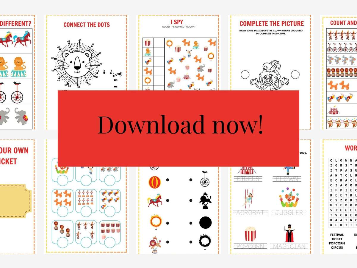 Circus Activity Book For Kids 3 To 5 Years Circus Themed Activity Games And Worksheets For Children Colouring Pages PDF Instant Download Etsy Australia