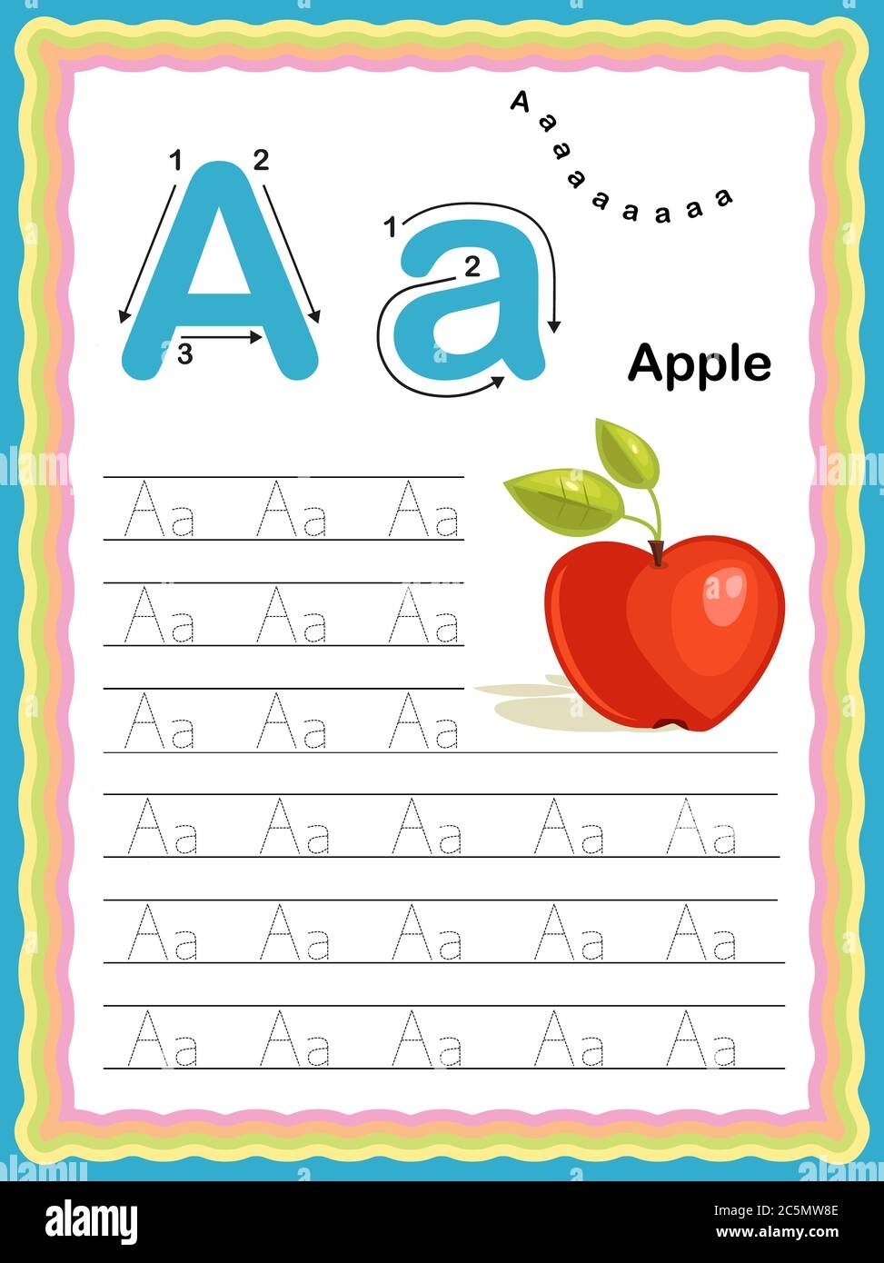 Colorful Letter A Uppercase And Lowercase Tracing Alphabets Start With Vegetables And Fruits Daily Writing Practice Worksheet Printable A4 Size Col Stock Photo Alamy Colorful Letter A Uppercase And Lowercase Tracing Alphabets Start With Vegetables And Fruits Daily Writing Practice Worksheet Printable A4 Size Col Stock Photo Alamy