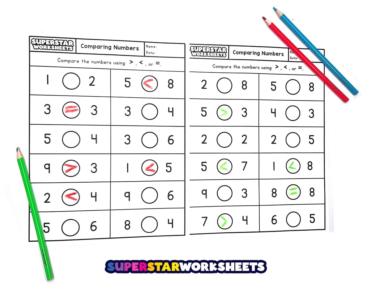 Comparing Numbers Worksheets Kindergarten Math Readiness