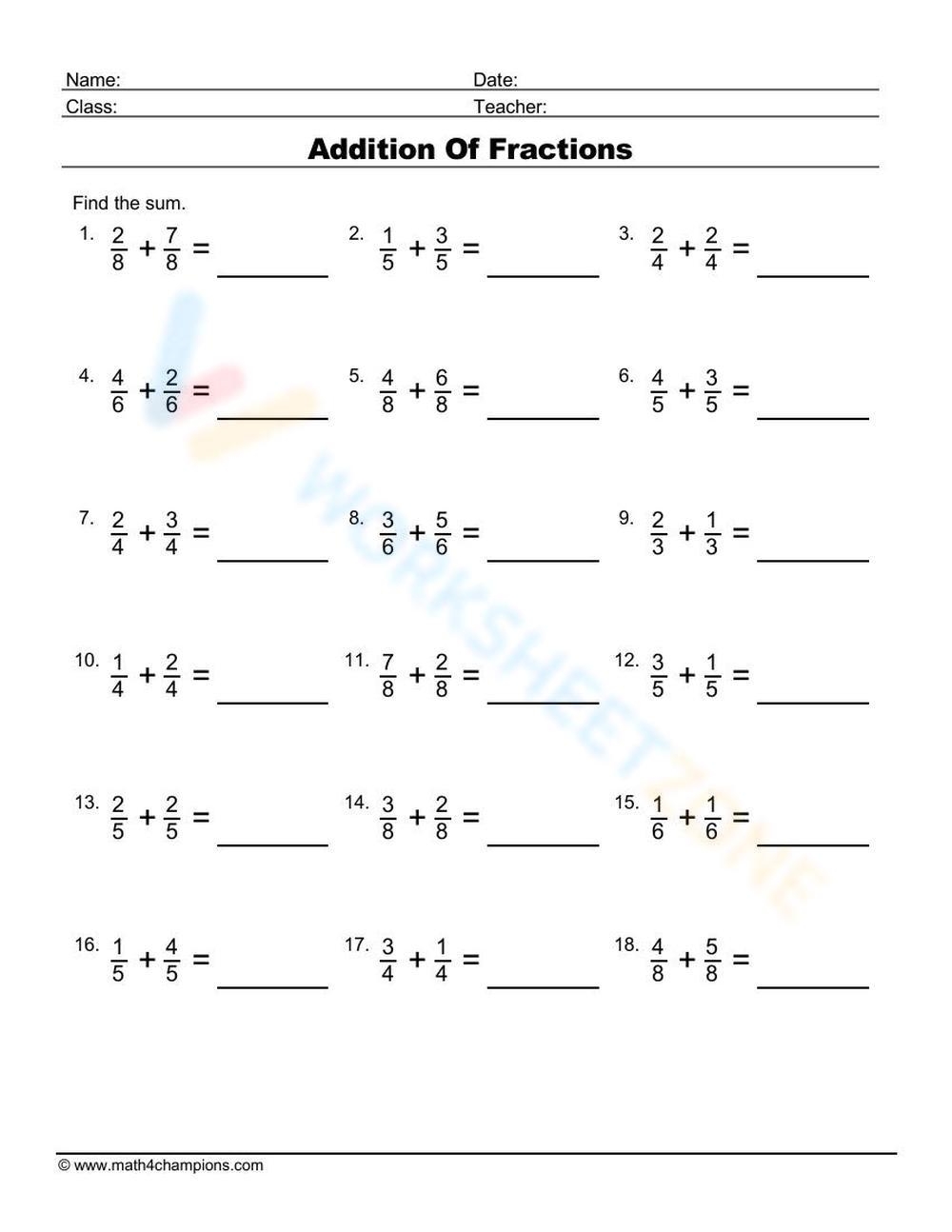 Complex Fractions Worksheets