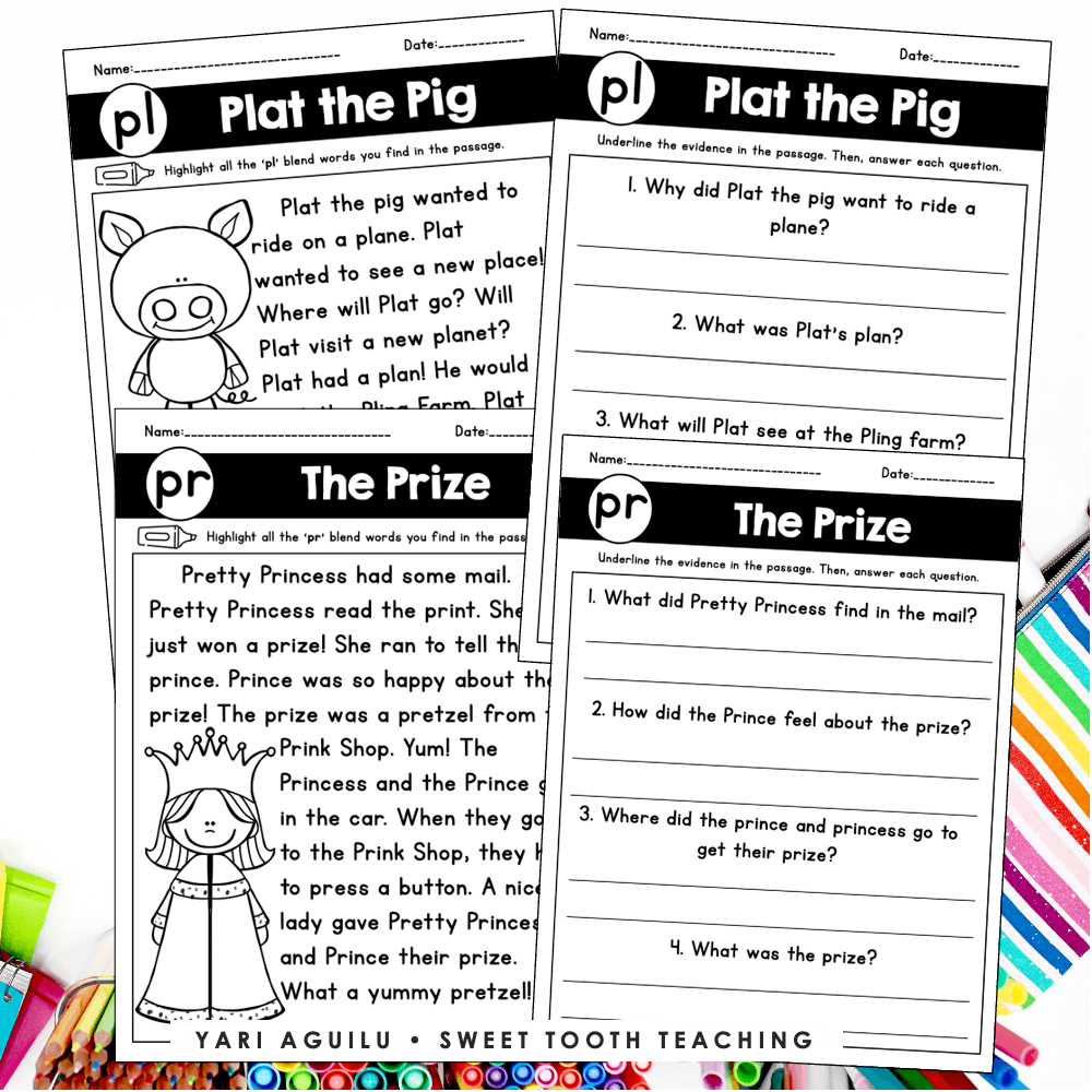Consonant Blends Reading Comprehension Passages Made By Teachers