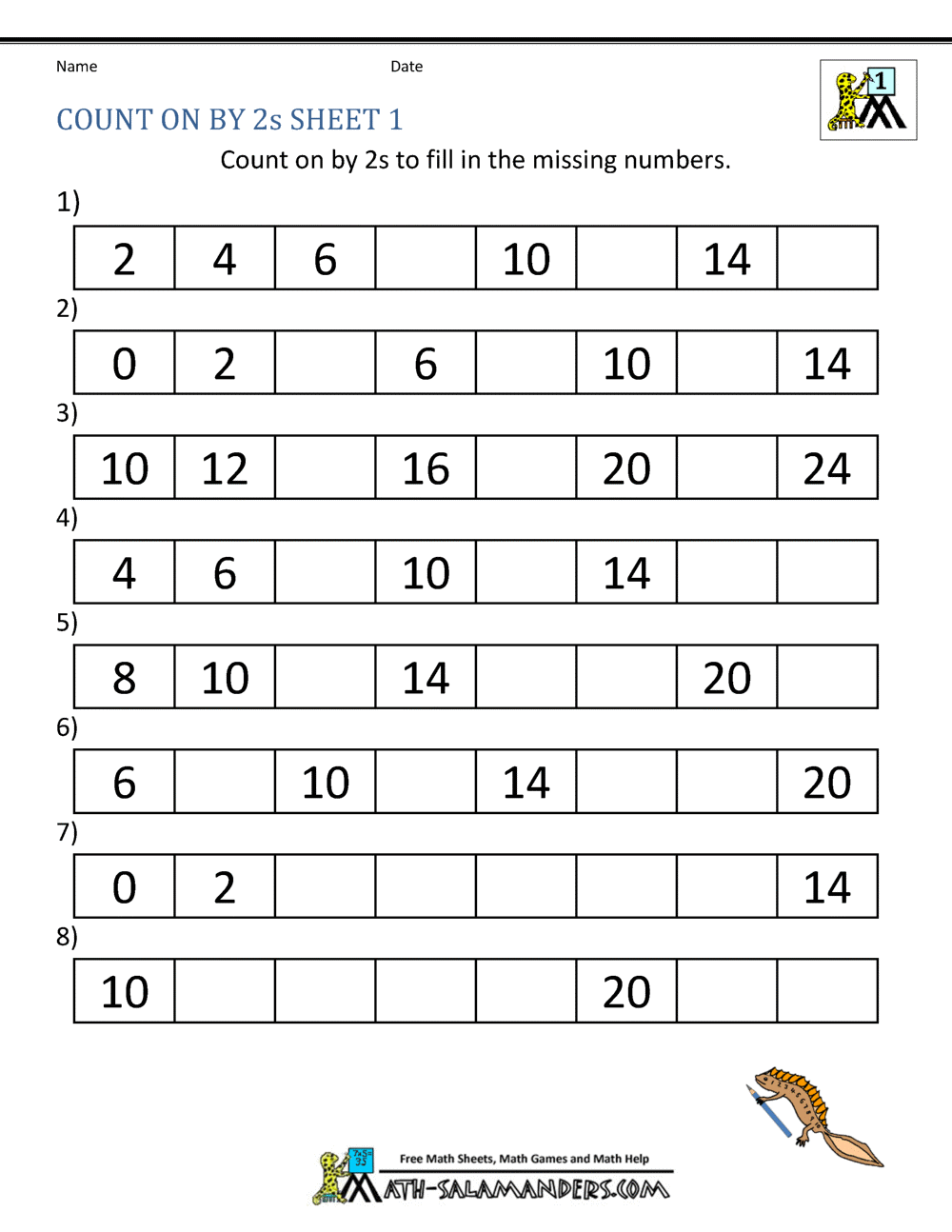 Counting By 2s Worksheets Counting By 2s Worksheets
