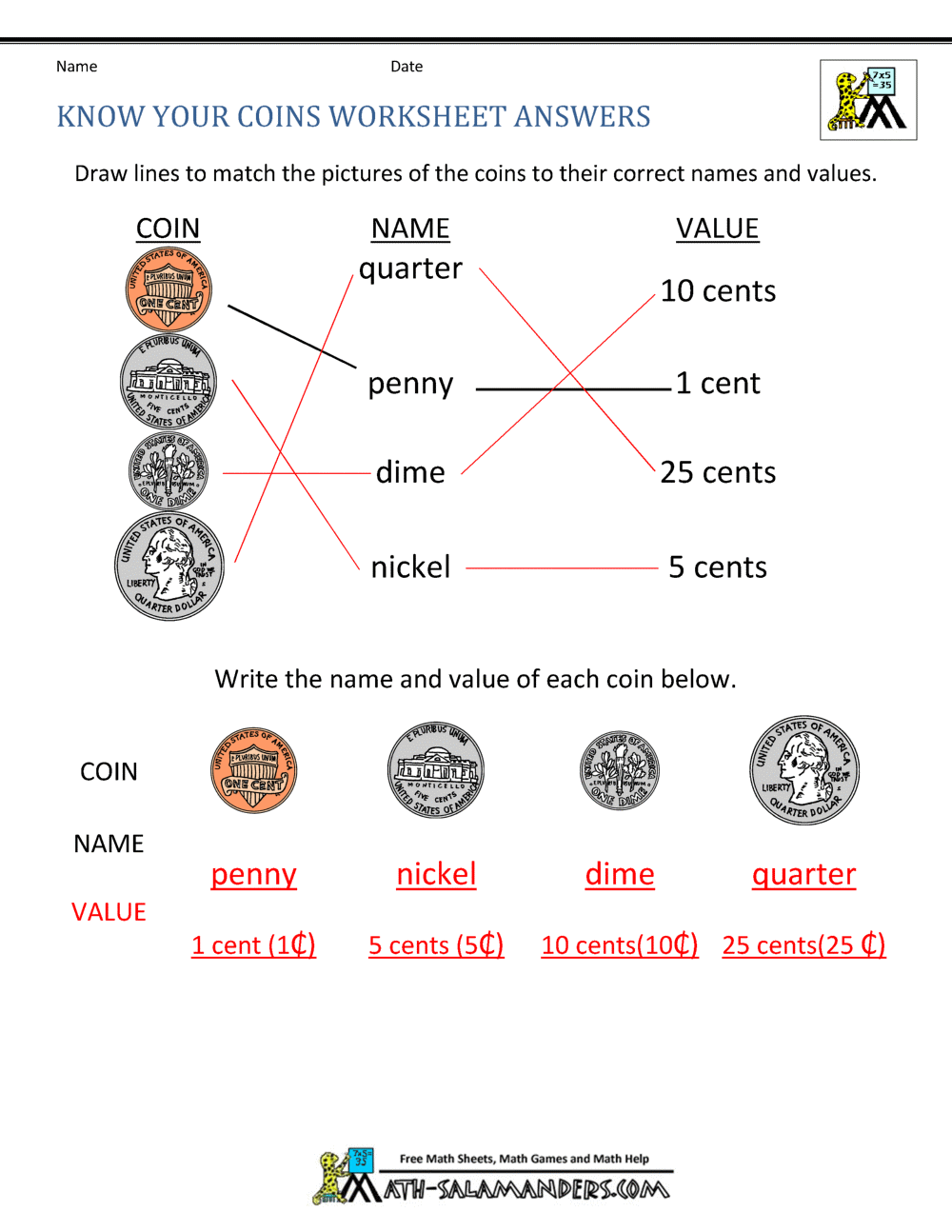 Counting Money Worksheets 1st Grade Free Math Money Worksheets 1st Grade