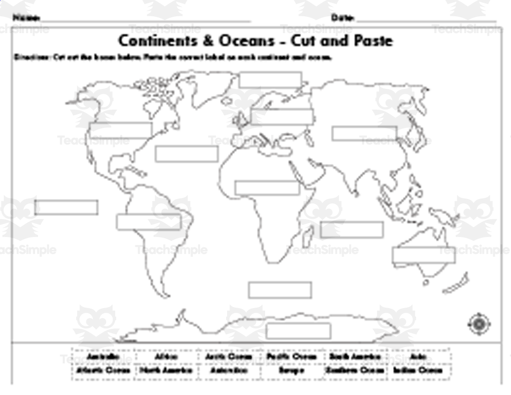 Continents And Oceans Color And Label Blank World Map Elementary Geography Homeschool Printable Activities Social Studies Etsy