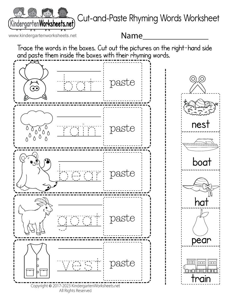 Cut And Paste Rhyming Words Worksheet Free Printable Digital PDF Digraph Sounds Sort Cut Paste