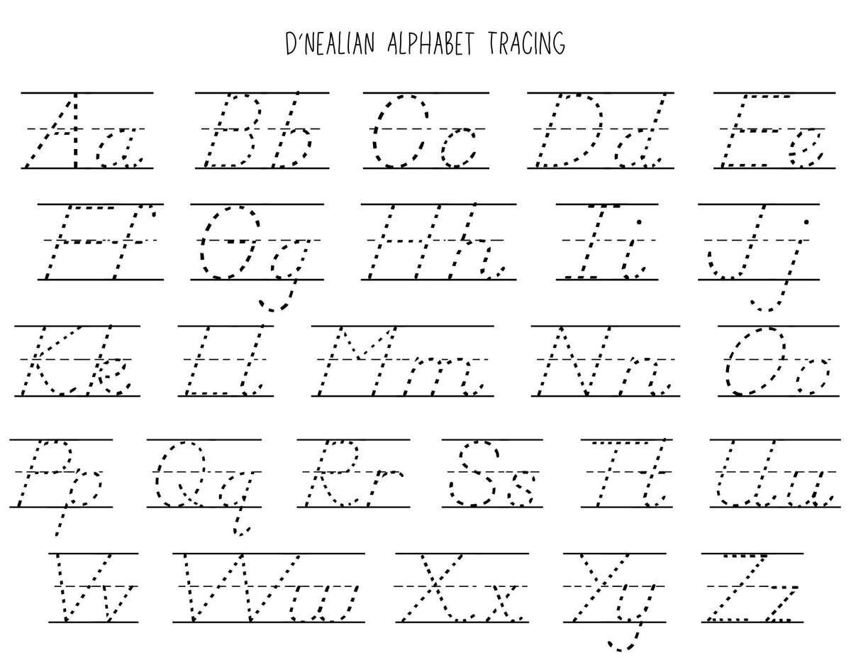 D Nealian Alphabet Tracing Guide Etsy