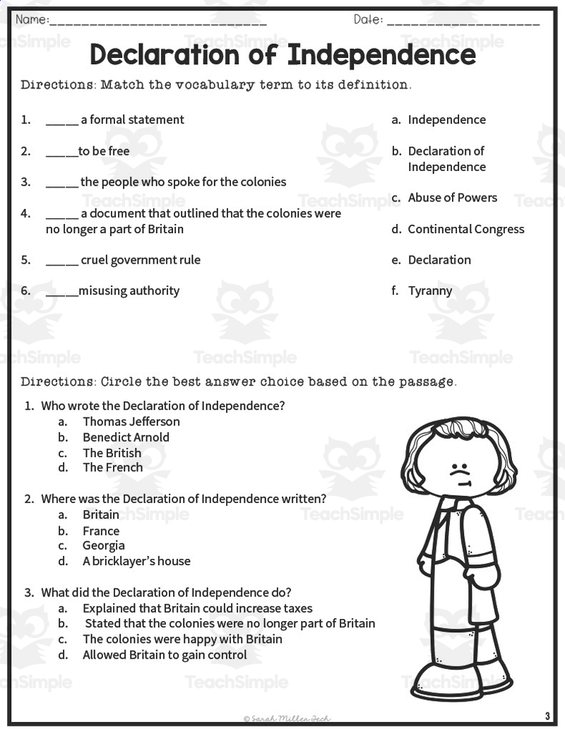 Declaration Of Independence Reading Packet Distance Learning By Teach Simple Declaration Of Independence Reading Packet Distance Learning By Teach Simple