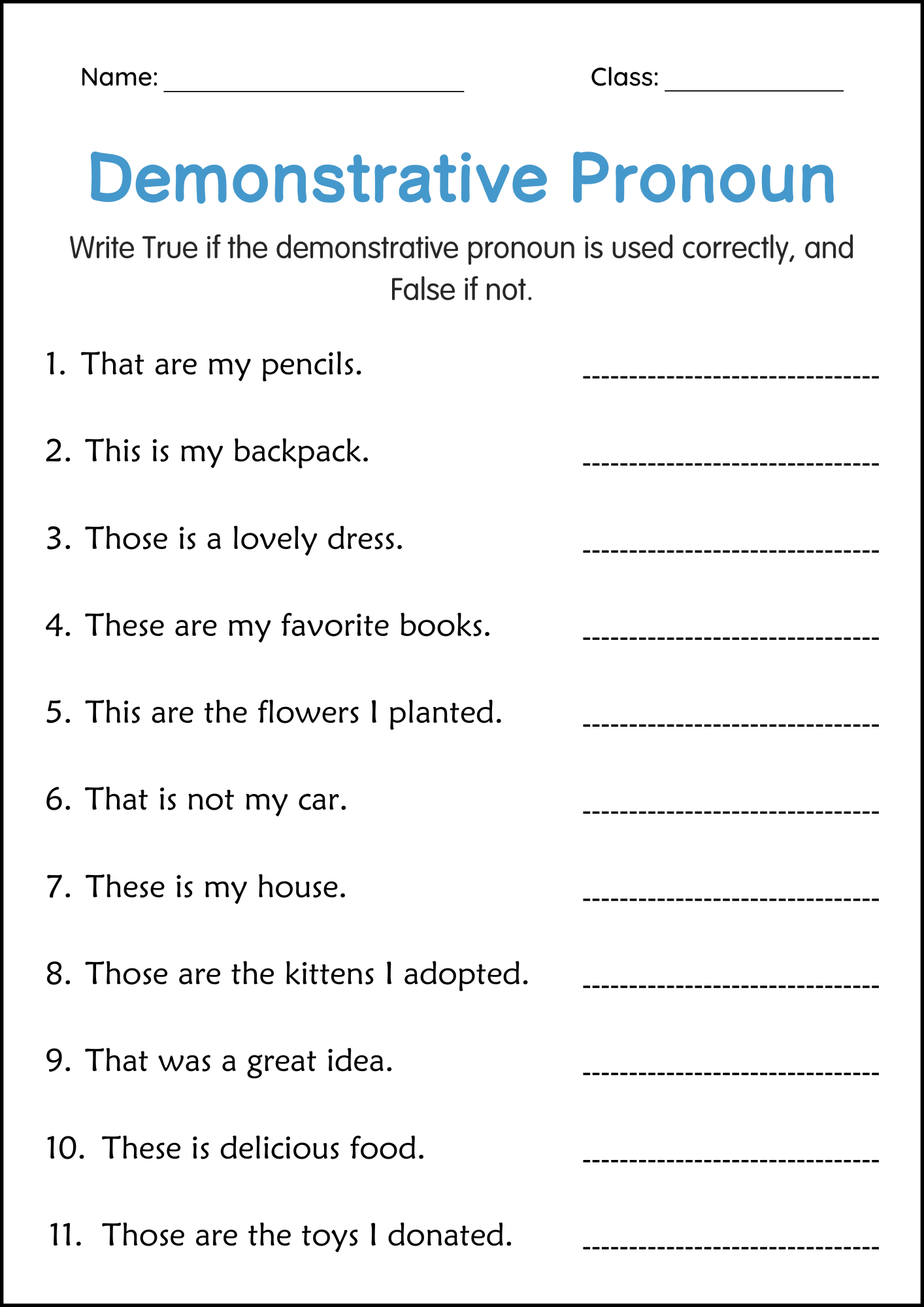 Demonstrative Pronouns Grammar Activity Worksheets Grade 1 2 3 Made By Teachers Demonstrative Pronouns Grammar Activity Worksheets Grade 1 2 3 Made By Teachers