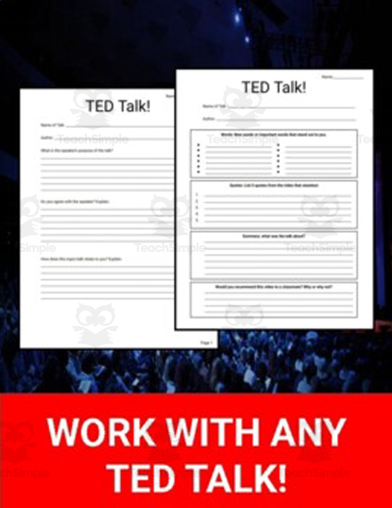 Digital Printable TED Talk Worksheets Editable In Google Slides By Teach Simple 49 Must Watch TED Talks For Kids And Teens