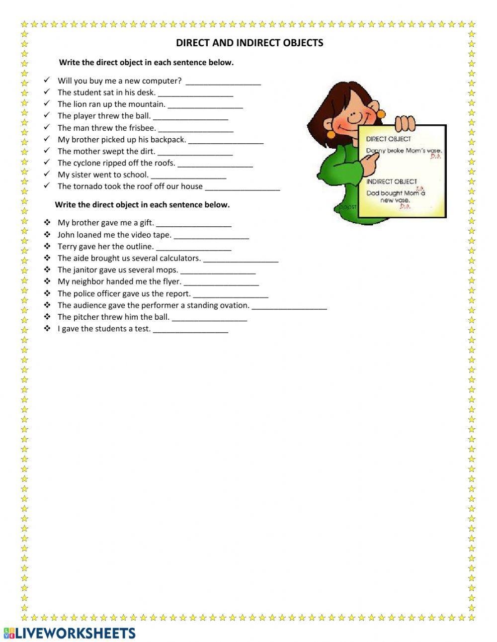 Direct And Indirect Object Worksheet Practice Exercises For Grammar Mastery Direct And Indirect Object Worksheet Practice Exercises For Grammar Mastery