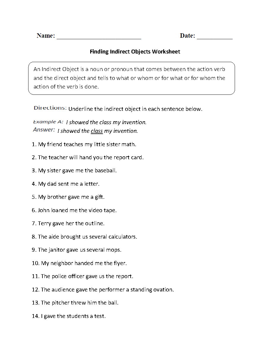 Direct And Indirect Object Worksheet Practice Exercises For Grammar Mastery Direct And Indirect Object Worksheet Practice Exercises For Grammar Mastery