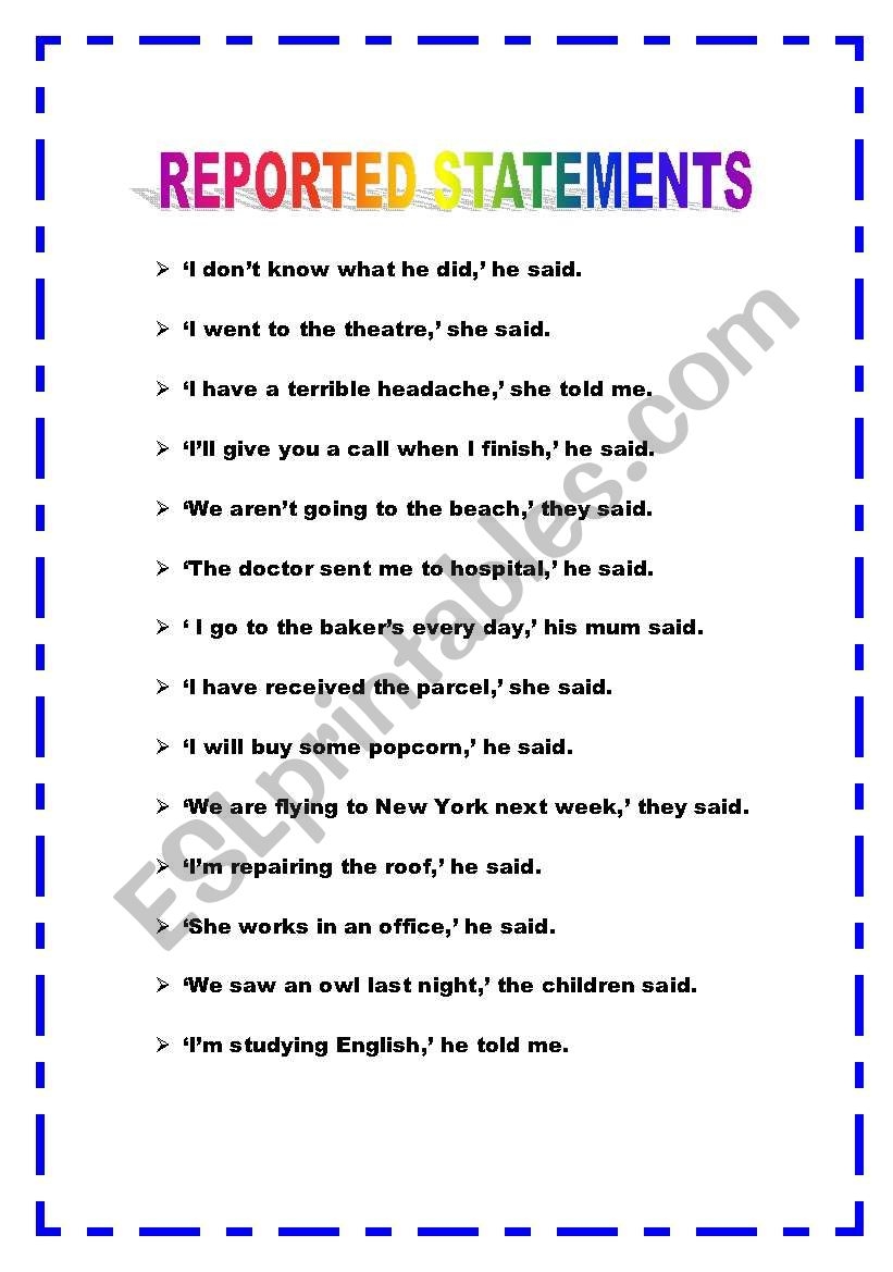 Direct Indirect Speech English Worksheet 01 STP Books Worksheets Library Direct Indirect Speech English Worksheet 01 STP Books Worksheets Library